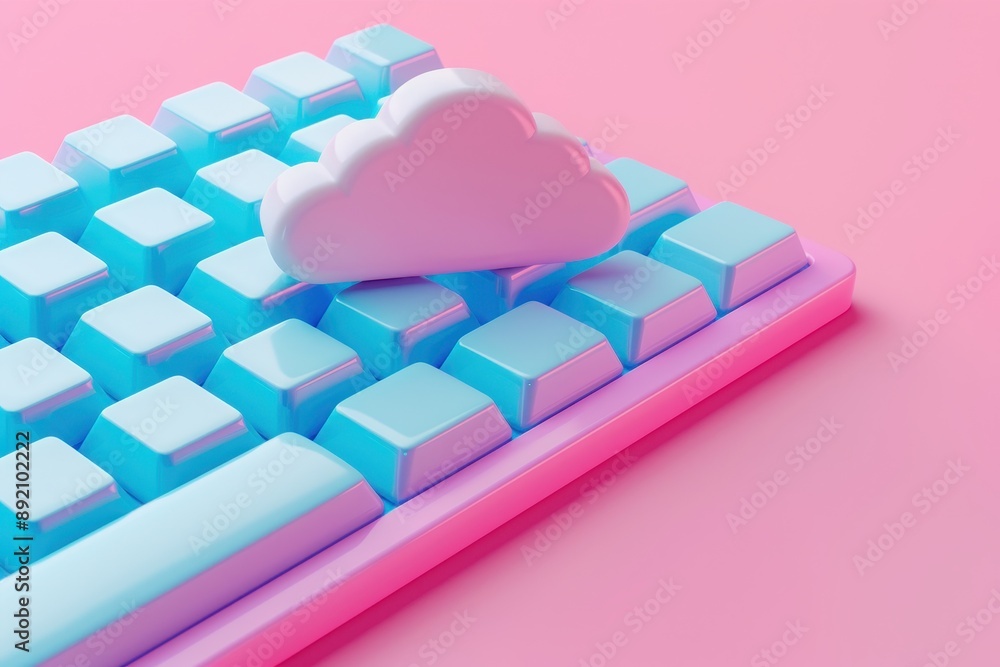 Poster a keyboard with a cloud on it