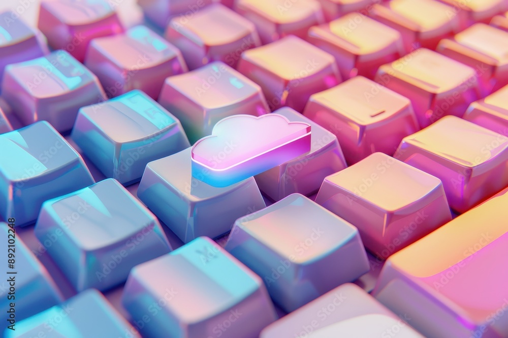 Poster keyboard with a cloud on top of it