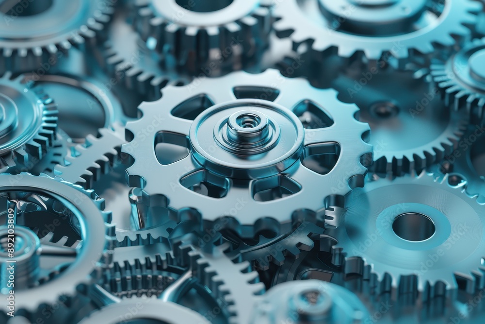 Poster a close up of a bunch of gears with one of them being the center of attention
