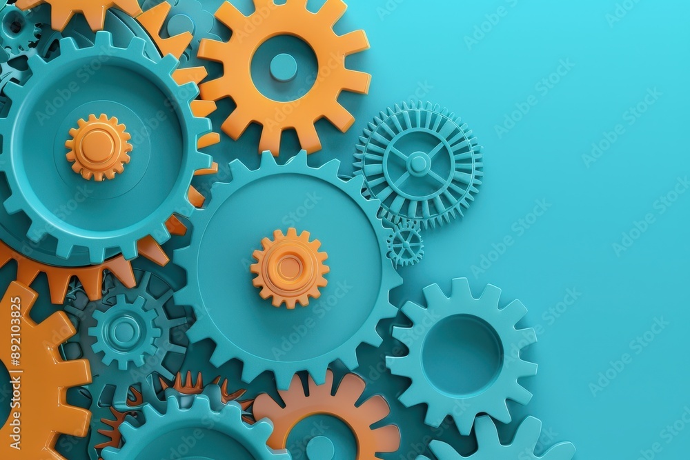 Poster a close up of a bunch of gears with one of them being the center of attention