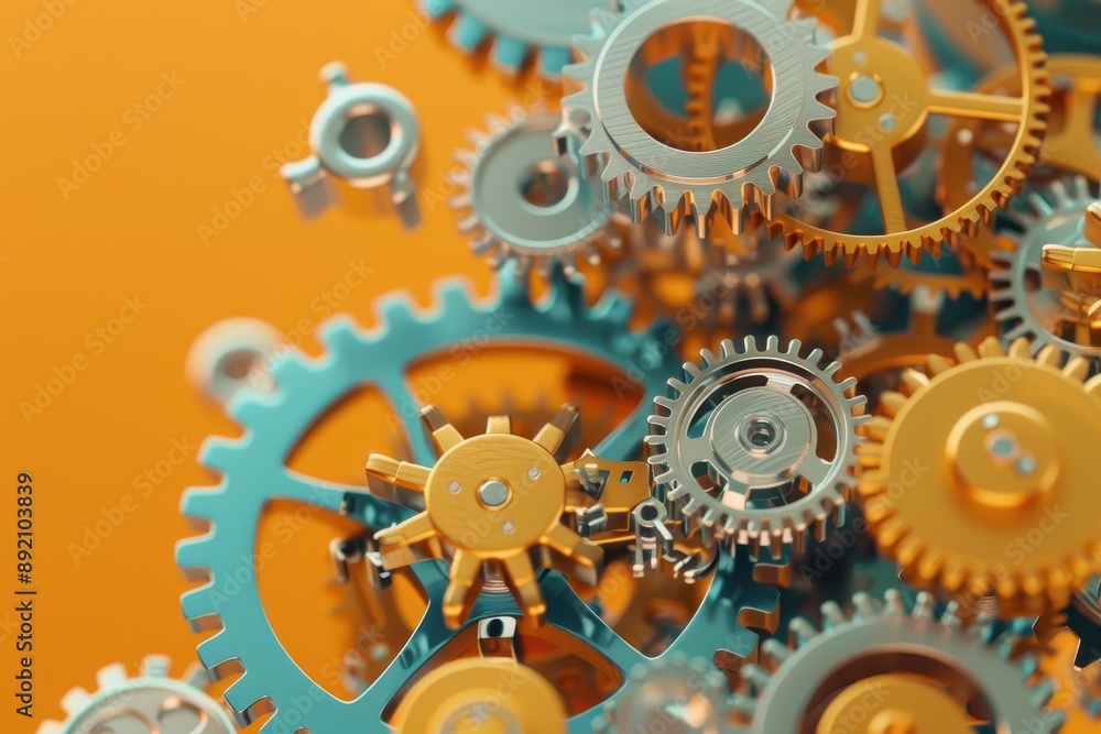 Poster a close up of a bunch of gears with one of them being the center of attention