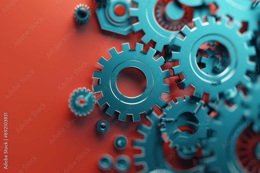 Poster a close up of a bunch of gears with one of them being the center of attention