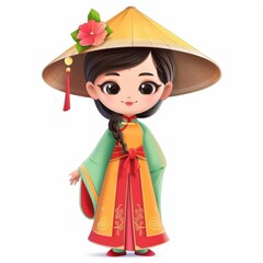 Embrace the cultural diversity of Southeast Asia with this animated girl in traditional attire, showcasing national outfits and cultural heritage through vibrant colors , Ai generative