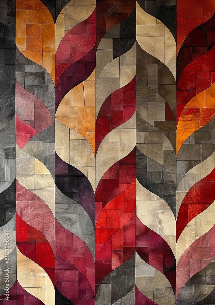 Poster colorful abstract design with geometric shapes and gradients background on texture, overlapping laye