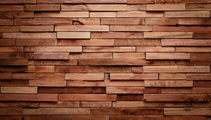 木製のレンガの壁の背景画像（Background image of a woof brick wall texture.）
