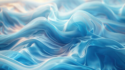 Obraz premium The image is a blue and white abstract painting of a wave. The blue color is dominant and the white color is used to create a contrast. The painting has a dreamy and calming mood
