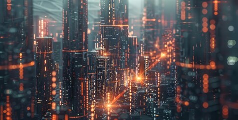 Fototapeta premium Nanotechnology Revolution: Envisioning the Future Cityscape Transformed by Nanotech Innovations.