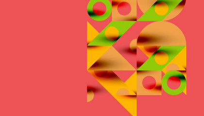 Colorful triangles circles square geometric design. Abstract background for wallpaper, banner, backdrop, card, book Illustration, landing page