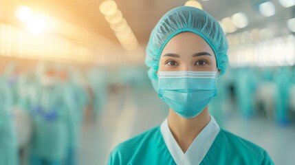 Young Nurse in Surgical Mask and Cap