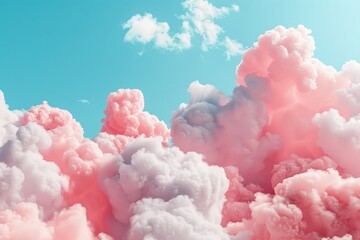 Pink clouds in the sky with a blue background