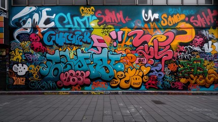 Vibrant Urban Graffiti Wall Art with Colorful Street Tags and Artistic Expressions