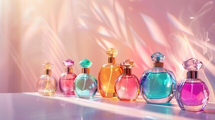 Transparent multi colored glass floral perfume collection