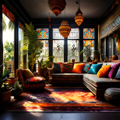 living room with pillows