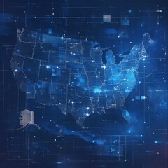 Satellite Grid Over America: A Mesh of Connectivity and Coverage Highlighting Nationwide Reach and Cosmic Integration