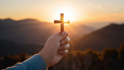 Jesus on cross, cross in the sky, cross in the night image depicting religious significance with symbols of Christianity, heavenly elements, and spiritual themes