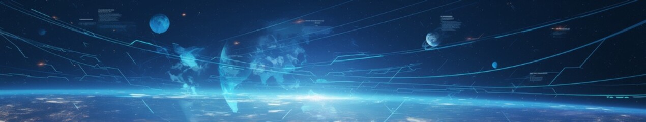Obraz premium Satellite Superhighway: A Visual Journey Across America's Highways with Satellite Orbits and Communication Beams Showcasing Connectivity.
