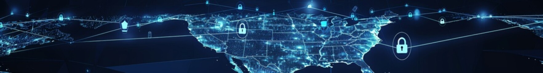 Cybersecurity Highway: A Resilient United States Map Illustrating Fortified Digital Communication Channels and Network Resilience