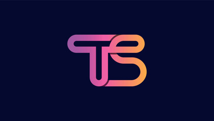 Obraz premium gradient 3d connected alphabet letter ts logo design