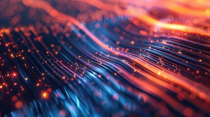 Digital technology background glowing abstract lines with bokeh. Generative AI