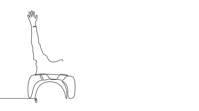 school children boy raising hand one line drawing 4K animated video