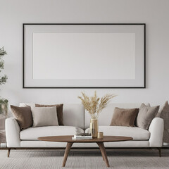 Beautiful Mockup of frame, interior of living room, sofa 