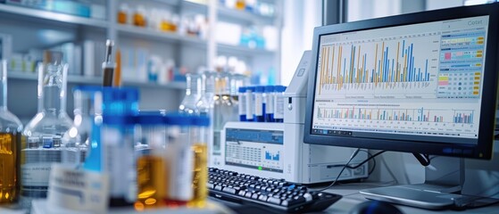 Analyzer Create a sophisticated data analysis lab featuring Analyzer, highlighting its advanced statistical processing capabilities