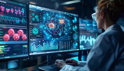 DataScope Engine Visualize a hightech clinical research environment with the DataScope Engine, showcasing its advanced data visualization and analytics