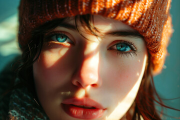 Luminous close up photograph of a woman with a dreamy gaze