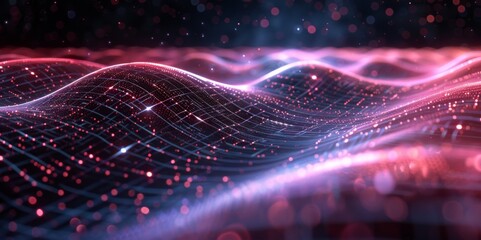 Fototapeta premium Visualizing the Fabric of Time and Space: A Dynamic Representation of Communication Signals and Data Flows