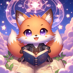 Chibi Fox with a Magic Book