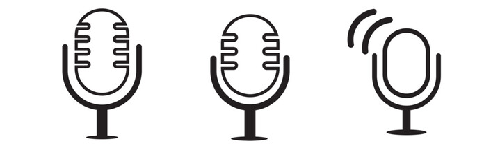 Microphone Icons set. variant microphone icon. Karaoke mic. Podcast microphone. web and mobile icons. vector illustration.