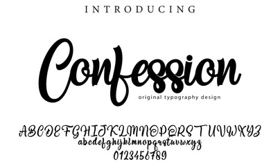 Confession Font Stylish brush painted an uppercase vector letters, alphabet, typeface