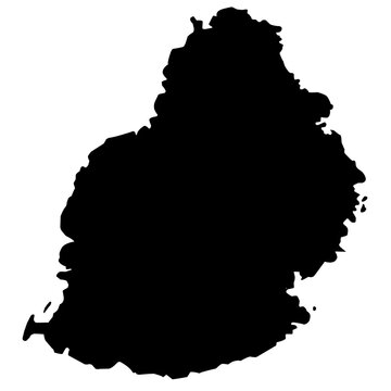 mauritius map silhouette on transparent background