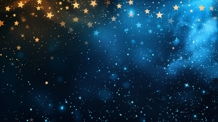 Obraz premium soft gradient Christmas background transitioning from dark blue to black with minimalist star shapes scattered throughout, evoking a peaceful night sky