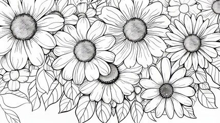 Coloring Therapy for All Ages: Vector Design for Creativity with Flowers 