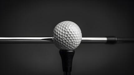golf ball on tee and golf club. 