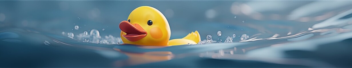 Naklejka premium Cheerful Bath Time with a High-Resolution Rubber Duck, Celebrating the Simple Joys of Life in HD Clarity