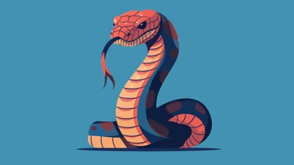 Fototapeta premium The Red and Blue Cobra A Cartoon Snake Illustration, digital illustration, cartoon snake, reptile, animal, vector, artwork