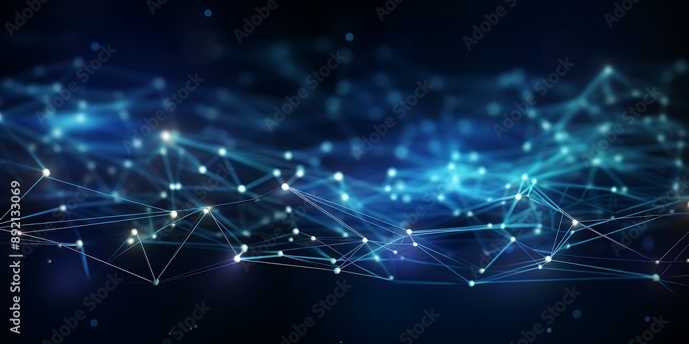 Fototapete background with light lines and dots in the shape of waves. a background with a technology style and