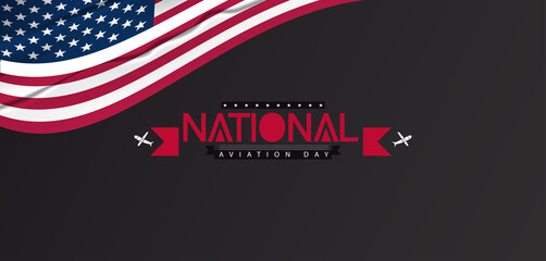 Emblem for National Aviation Day with an airplane