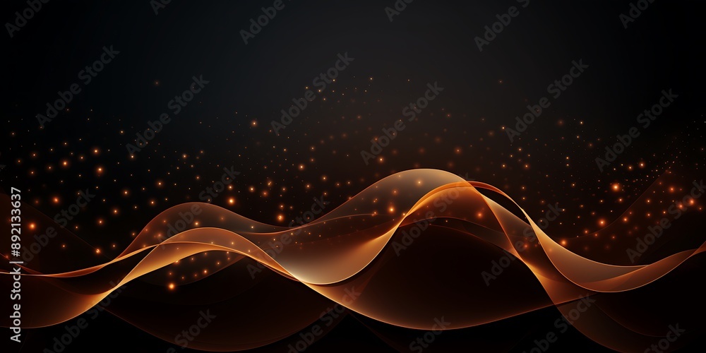 Fototapete background with light lines and dots in the shape of waves. a background with a technology style and