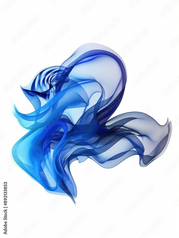 Aufkleber blue abstract wave background with white background. ai generative.