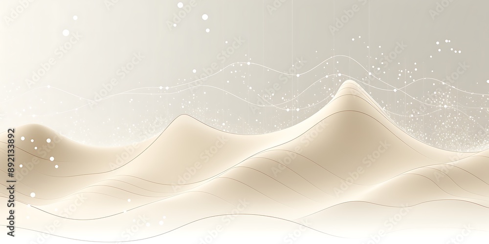 Aufkleber background with light lines and dots in the shape of waves. a background with a technology style and