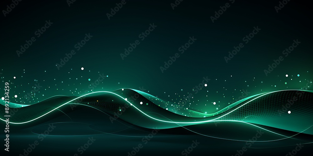 Poster background with light lines and dots in the shape of waves. a background with a technology style and