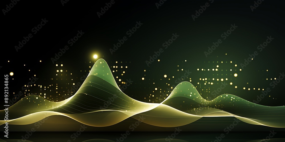 Poster background with light lines and dots in the shape of waves. a background with a technology style and