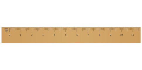 Realistic Horizontal Ruler Icon Isolated On White Background, Measuring Scale Vector Illustration.	