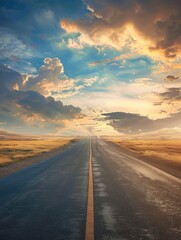 Empty asphalt road, Adventure road in desert