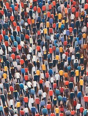 Fototapeta premium Large crowd of diverse people. paper cut out style