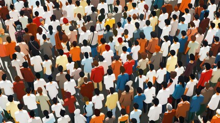 Obraz premium Large crowd of diverse people. paper cut out style