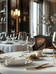 Luxury travel concept featuring fine dining in an exclusive fancy restaurant with exquisite cuisine and great service